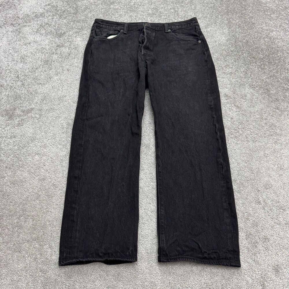 Levi's 501 Straight Leg Button Fly Denim Jeans Mens 38x30 Black Cotton Casual